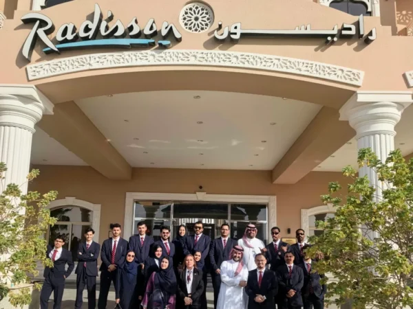 HTMi Riyadh organized a field visit to Radisson Blu Hotel Riyadh Airport for its Front Office trainees, providing them with firsthand exposure to the hotel work environment and operational practices (1)